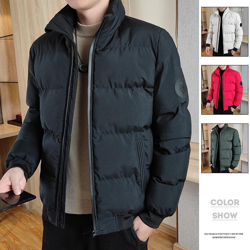 

Men's Down Fall/Winter Parkas Winter Solid Color Jacket Stand Collar Fashion Thicken Short Ice World Coat, Black