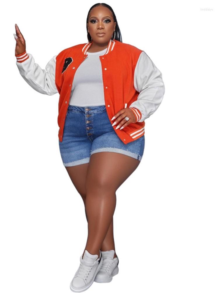 

Outerwear 5XL Plus Size Jackets Women Single Breasted Full Sleeve Coats Autumn Winter Fashion Patchwork Casual Oversize Baseball, Black