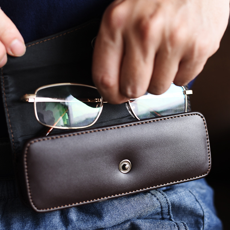 

Sunglasses Cases Upscale Belt Wearable Cowhide Glasses Case Men Portable Leather Reading Storage Box Phone Bags and Tool Carrying 221207