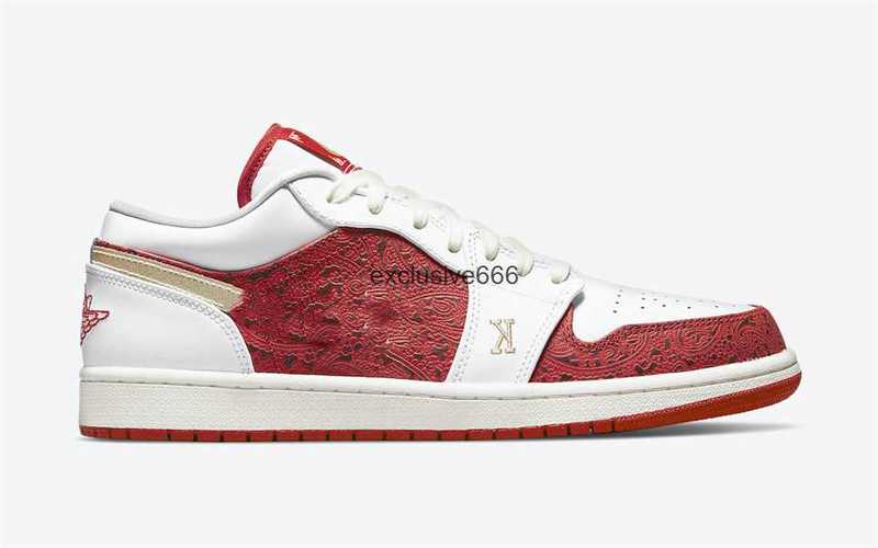 

Basketball Shoes Sports Sneakers White Light Fusion Red Sail Metallic Gold Jumpman 1 Low Spades Mens 1S Size Ship, Bubble wrap packaging