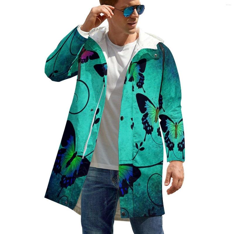 

Men' Trench Coats Butterfly Print Casual Men Magic Animal Outdoor Winter Jackets Street Wear Custom Zipper Windbreakers Plus Size 6XL, Style-7