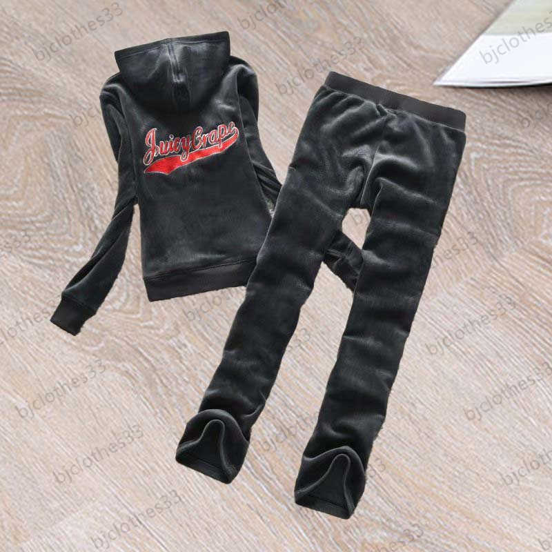 

Juicy Tracksuit Womens Two Piece Pant Back Color Contrast Brand Logo Embroidery Hooded Warm Jacket Sports Casual Trousers Simple Joker Women Clothing 4 Colors, 11