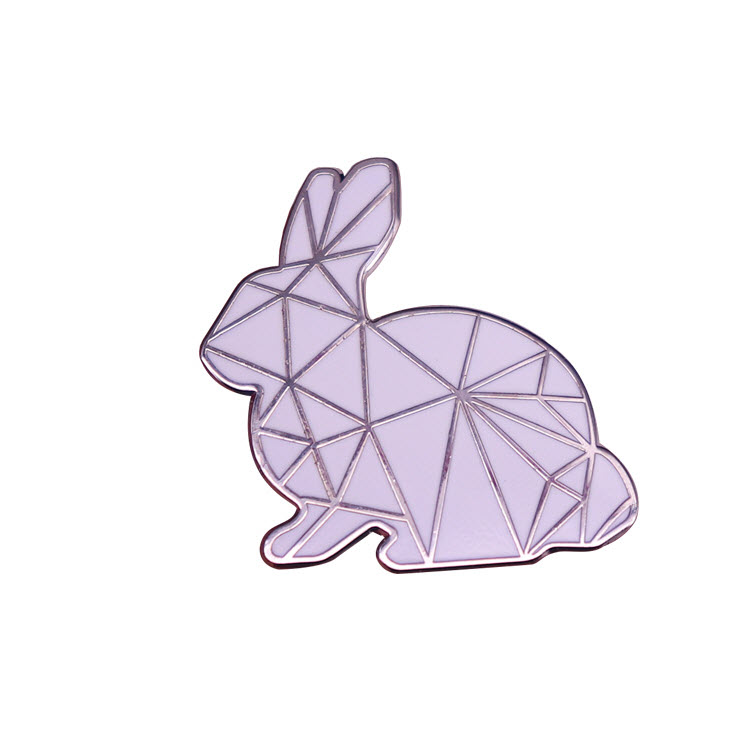

Geometric Pattern Bunny Paper Folding rabbit Creative Animal enamel pin abstract art cute Lapel brooch christmas Easter gift, As picture