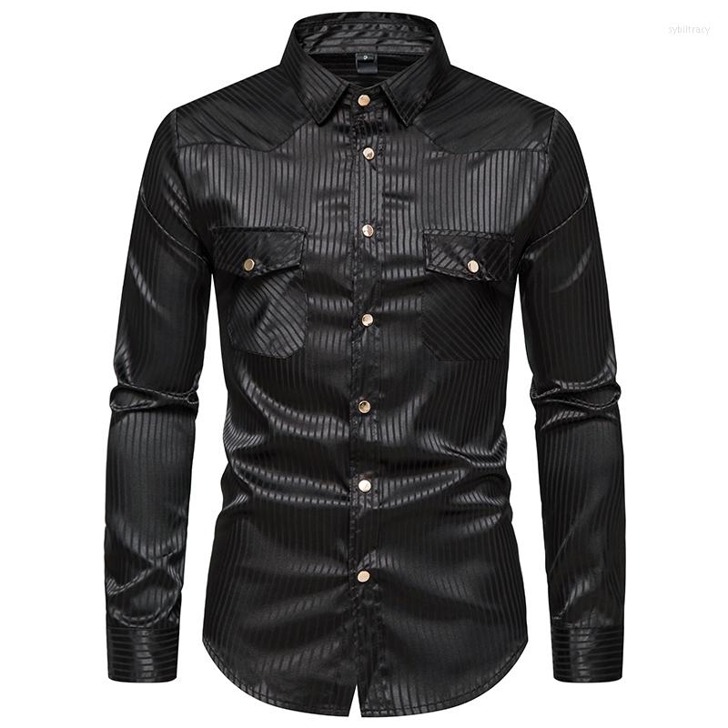 

Men's Dress Shirts Business Men Shirt Striped Long Sleeve Luxury Fashion Brand All Match Slim Fit West Double Pocket For, Yellow shirt men