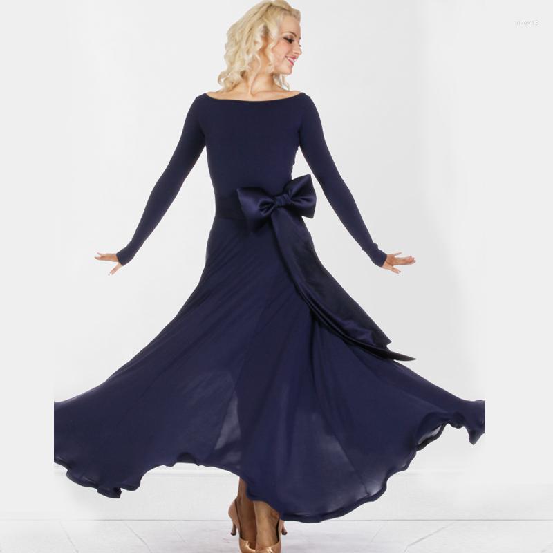 

Stage Wear 2022 Women Big Pendulum Standard Ballroom Dance Dress Elegant Black Purple Modern Dance/square Dance/tanggo Costumes