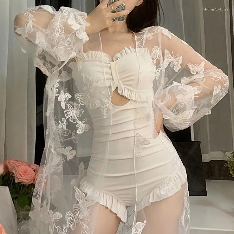 

Women' Swimwear Women One Piece Swimsuit With Lace Cover Korean Fashion Summer Beach Wear Padded Push Up Bath Suit Monokini Maillot De Bain, Only swimsuit