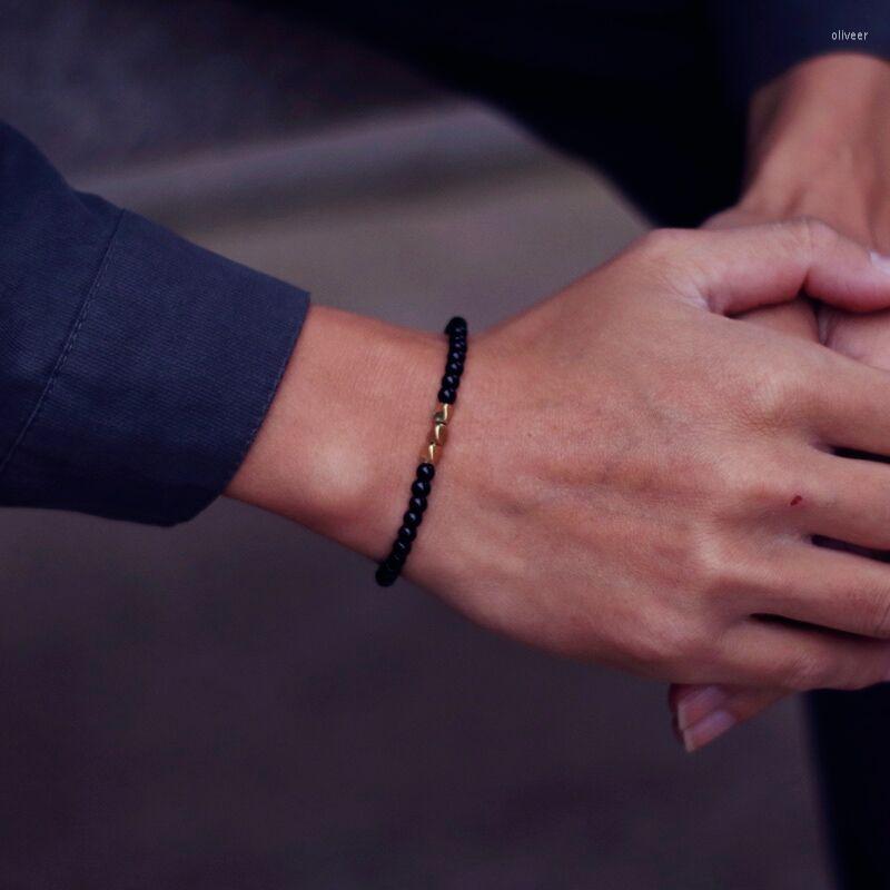 

Charm Bracelets Minimalist 4mm Bracelet Stone Men Irregular Gold Color Beads Elastic Braclet Natural Wood Braslet Homme Hand Accessories