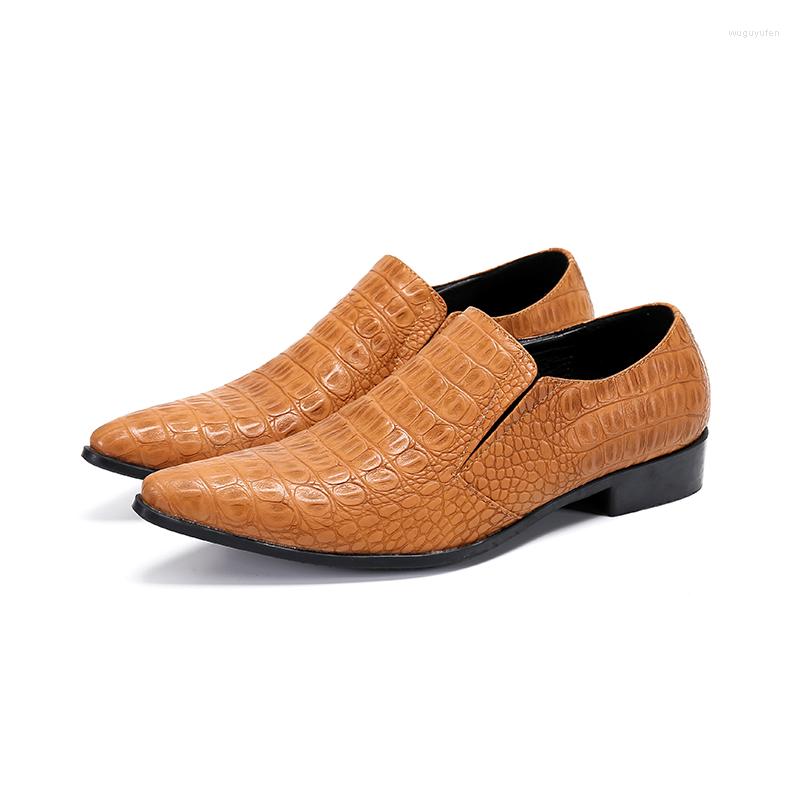 

Dress Shoes Men Crocodile Leather Loafers Fashion Slip-on Handmade Genuine Office Formal Oxford Size 38-47, Picture shown