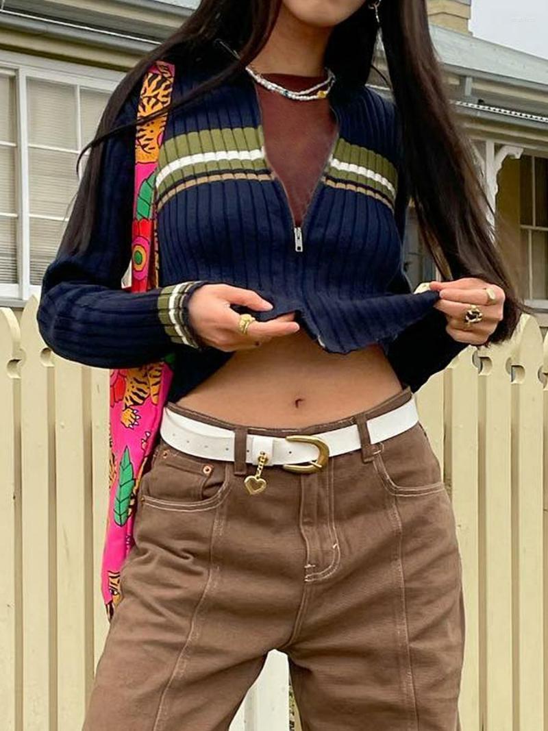 

Women' Knits Women Blue Zip Fashion Versatile Cardigan Sweater Hoodie Women' Y2k Tops Patchwork Embroidered Sweatshirts Streetwear