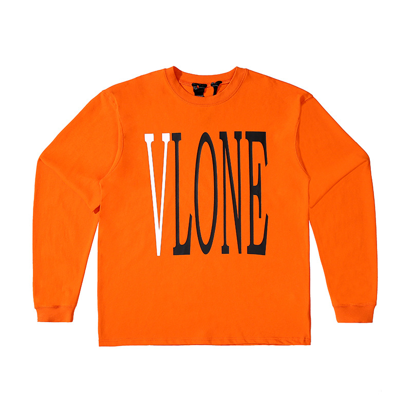 

Vlone Designer Mens Round Neck Orange Hoodies Fashion Long Sleeve T Shirts Casual Hip Hop Print Sweatshirts Size S-XL