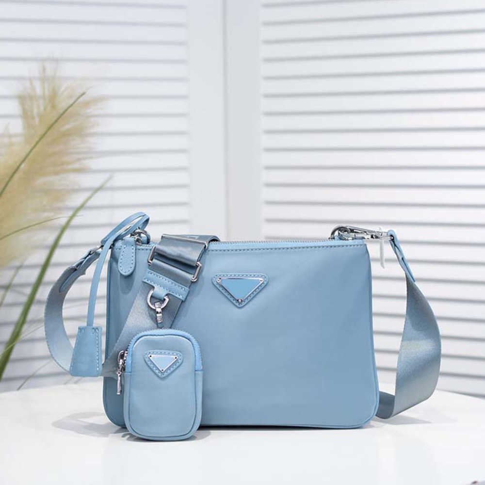 

Shoulder Bags Nylon Messenger Bag Handbag Women Coin Purse Plain designer Zipper Embroidered Detachable Wide Strap Internal Letter, Blue