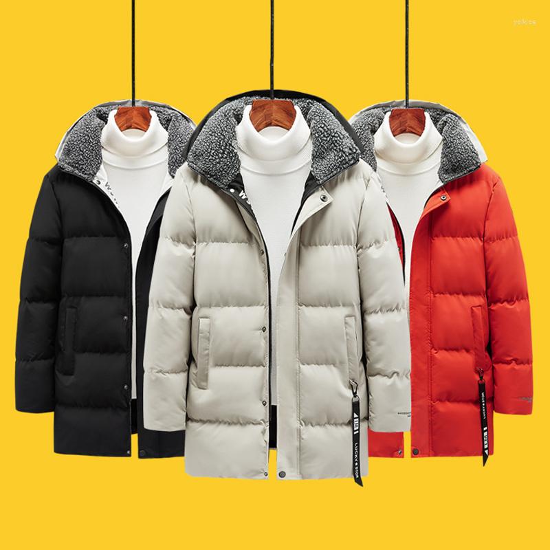 

Men's Down Fur Collar Parka 2022 Winter Khaki Padded Thick Black Coat Casual Fleece Jacket Oversize Male Trend Warm Thicken Coats