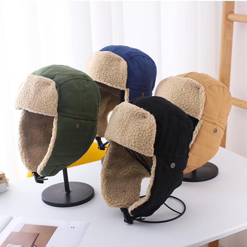 

Berets Doit Women Hat Winter Fur Bomber Hats Windproof Thick Warm Ear Flap Outdoor Cycling Skiing Men Face Mask Earflap, Khaki