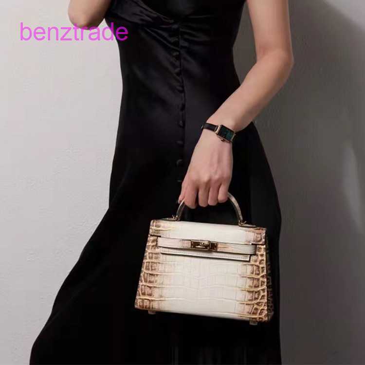 

Herme Kely bags for women online shop 2022 new small second generation Crocodile Leather Gold Brown 22cm gold bu le portable single shoulder diagonal women's, Sky blue