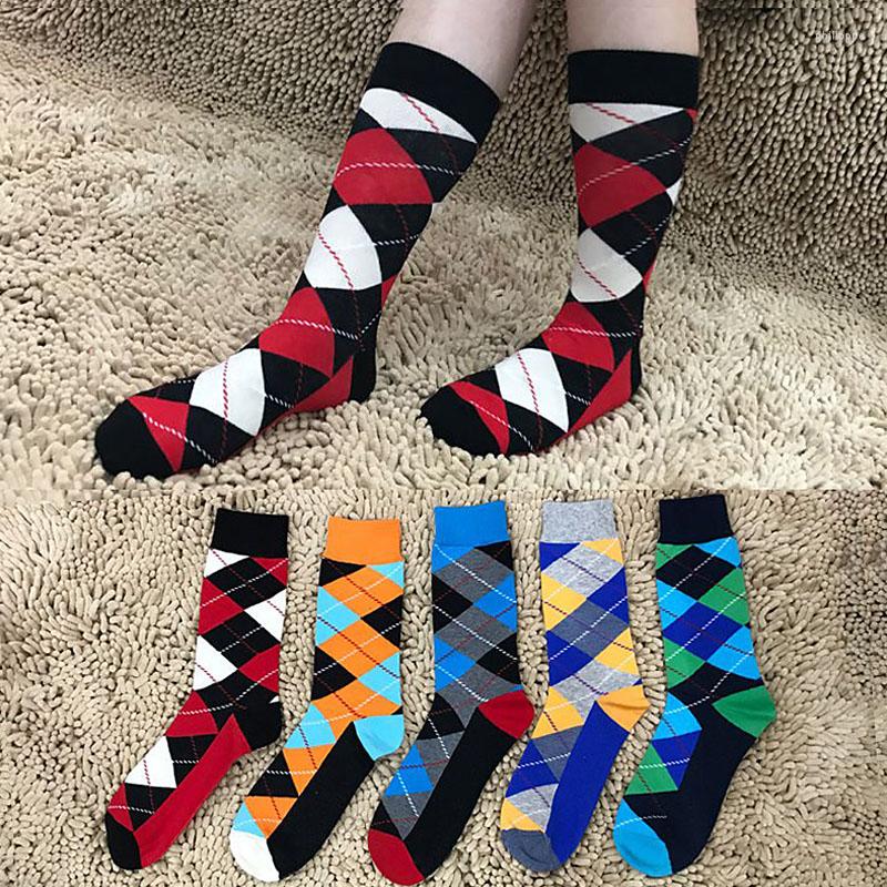 

Men's Socks 5 Pairs/Lot Cool Happy Men Calcetines Hombre Fashion Brand Sokken Meias Cotton Sock Long Colorful Striped, 5 colors