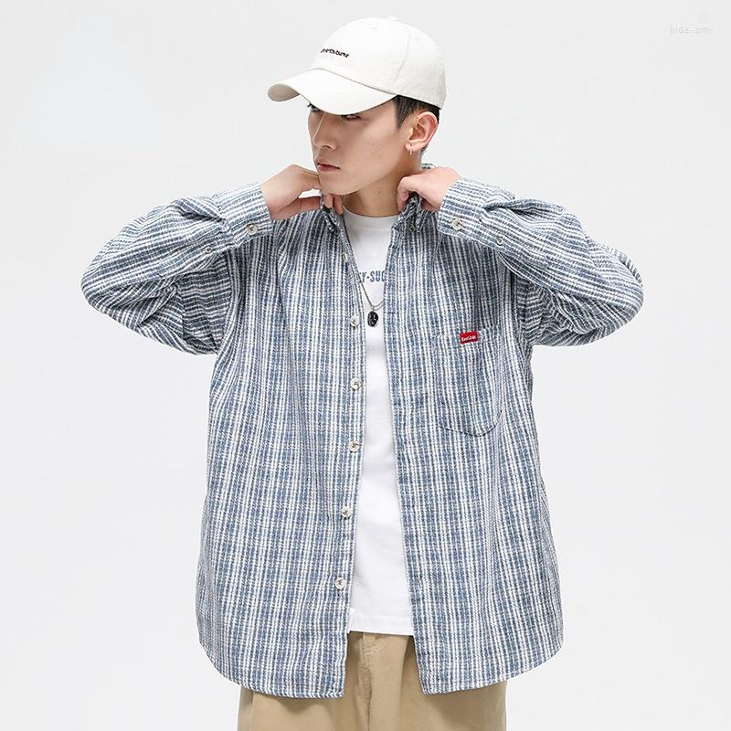 

Men' Casual Shirts Chenille Men' Shirt Single Pocket Long Sleeve For Men Plaid Rim Easy Care Formal Business Button Up, C2206