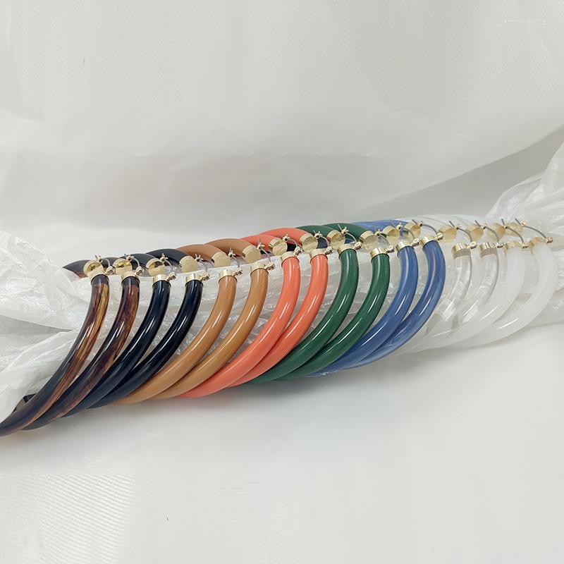 

Hoop Earrings UJBOX Top Quality Multicolor Huge Acrylic For Women Europe America Geometric Circle Copper Metal Resin