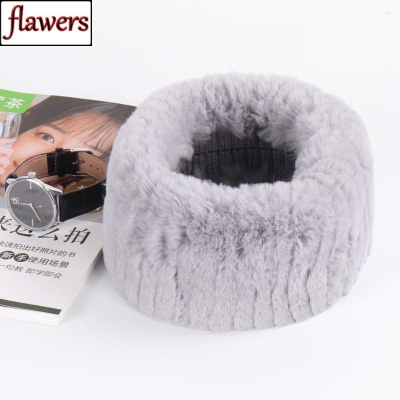 

Scarves 2022 Women Real Fur Handmade Stretch Scarf Knit Genuine Rex Headbands Girls Quality Ring