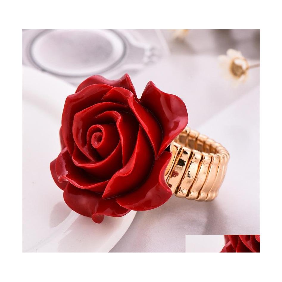 

Cluster Rings Cluster Rings Red Rose Alloy Ring Woman Man 2021 Korea Fashion Accessories Banquet Jewelry Gift Girl C3 Drop Delivery Dhvlt