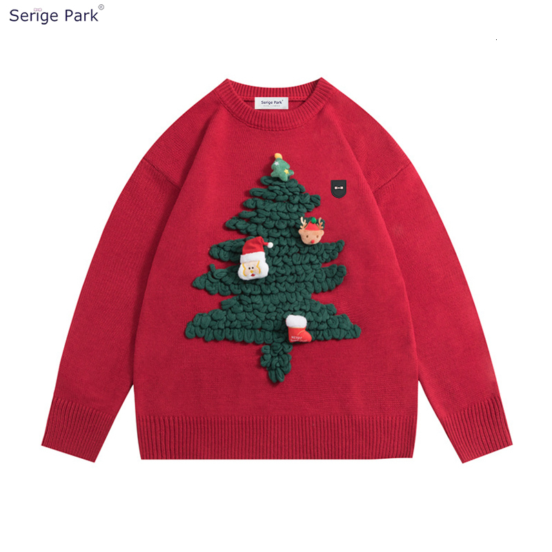 

Men's Sweaters Christmas Men And Women Luxury Tree Bowknot Product High Quality Pullover Casual Party Top 221207, Red