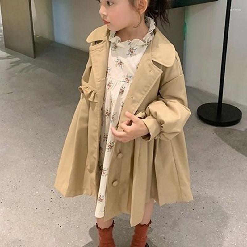 

Coat Girls Spring Autumn Baby Clothes Lantern Sleeve Children Outwear For Kids Trench Clothing With Big Bow 0-3Y, Gold