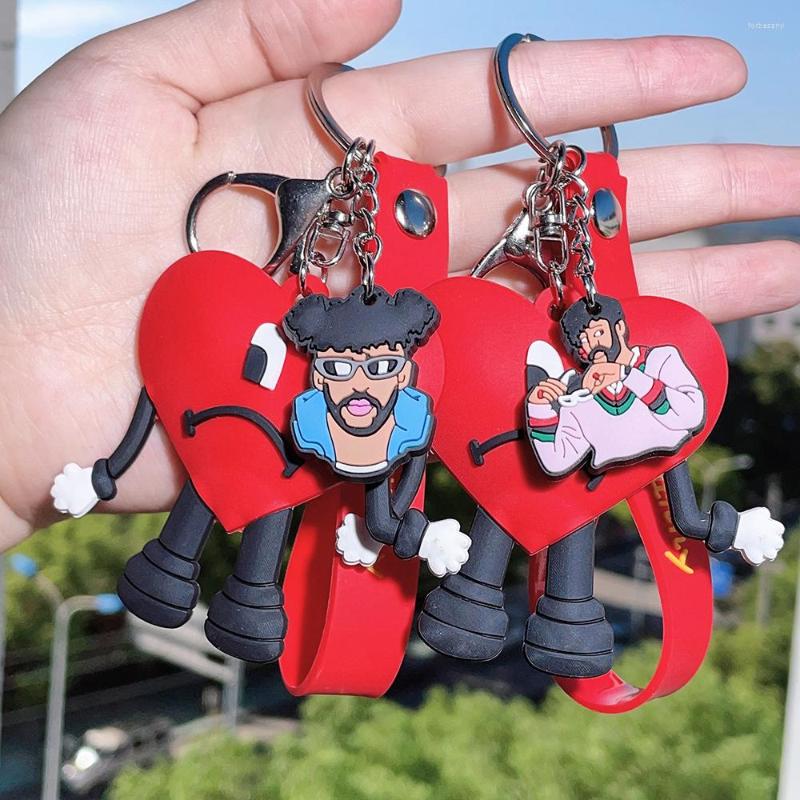 

Keychains Red Heart Bad Keychain Keyring For Women Men RabbitCar Key Chain Keyfob Trinket Bag Pendant Llavero Accessories