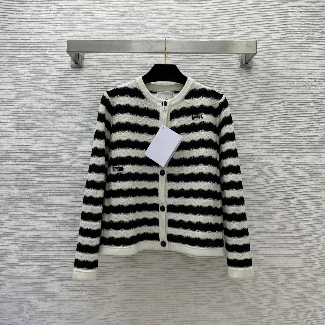 

2023 Spring Summer Milan Runway Sweaters O Neck Long Sleeve High End Jacquard Cardigan Women' Designer Tops 1207-3, Picture color