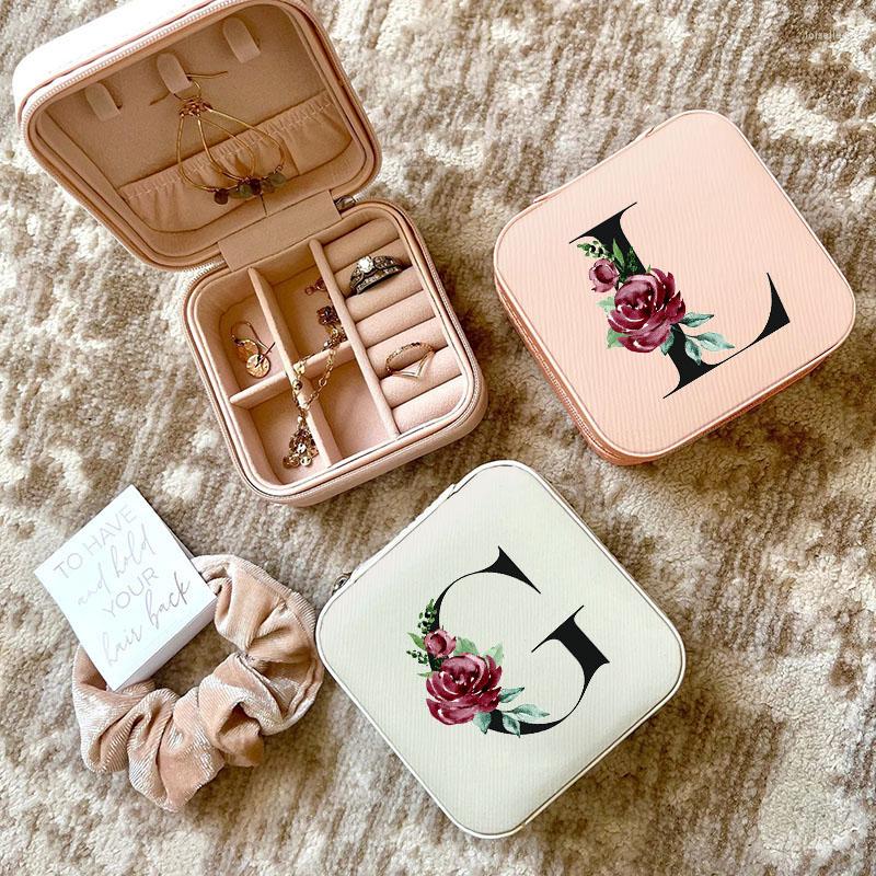 

Jewelry Pouches Alphabet Print Portable Box Bridesmaids Proposal Organizer Storage Boxes Bridesmaid Gift Maid Of Honor