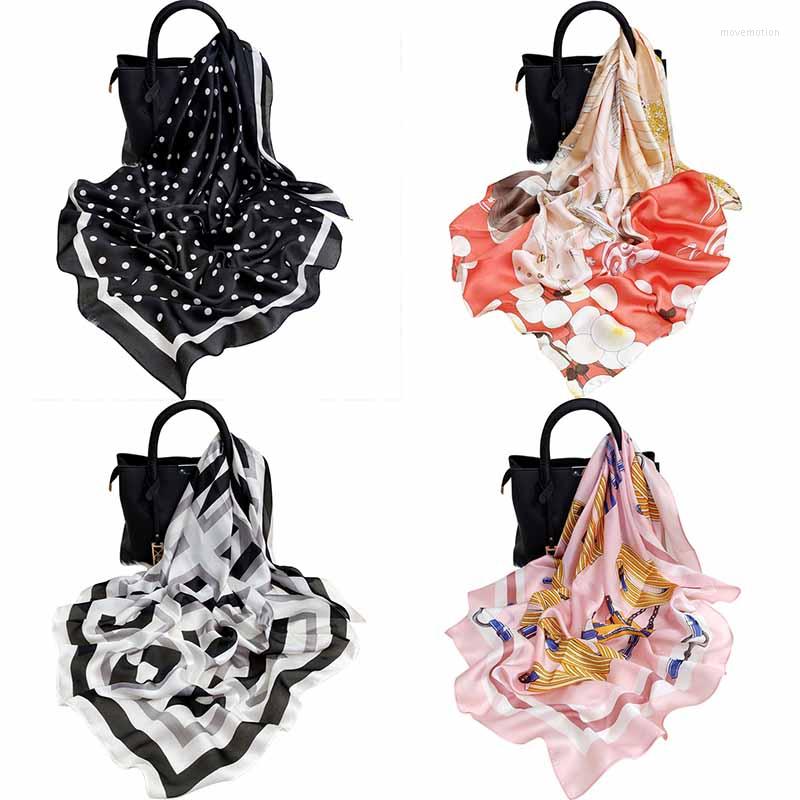 

Scarves 90cm High Quality Silk Scarf Woman Fashion Dot Printing Big Wraps Shawl Thin Four Seasons Kerchief Valentine Gift