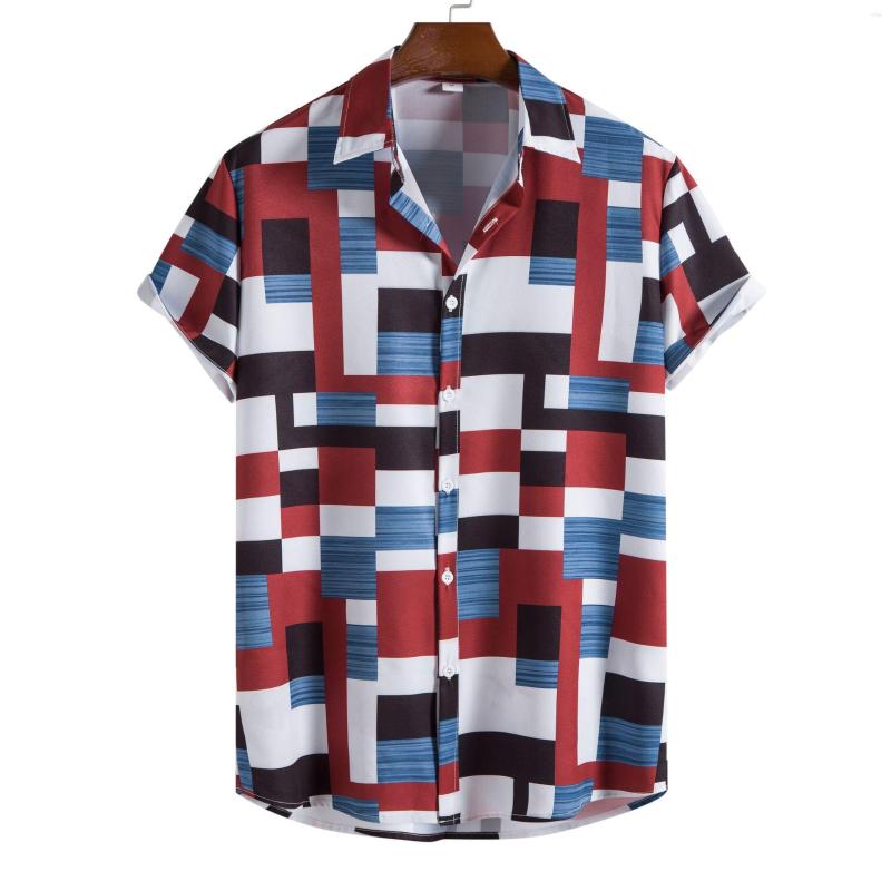 

Men' Casual Shirts Men' Shirt Ethnic Plaid Collar Short Sleeve Summer Tops For Men Button Up Holiday Hawaiian, Black