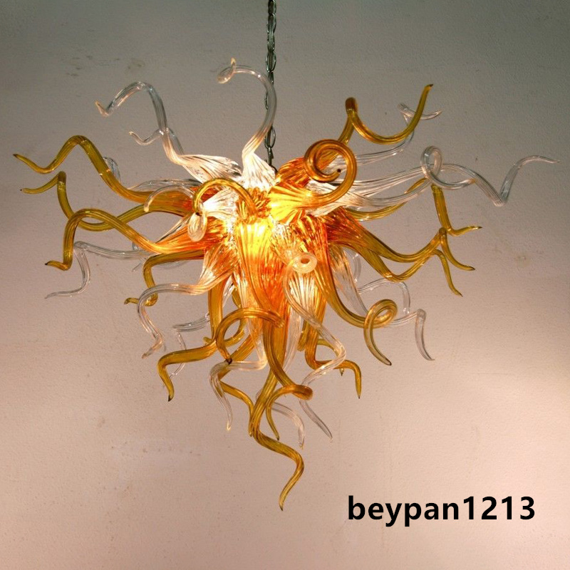 

High Hanging Orange Color LED Glass Chandelier Lamps Indoor for Bedroom Bar Living Room Decor LR1239