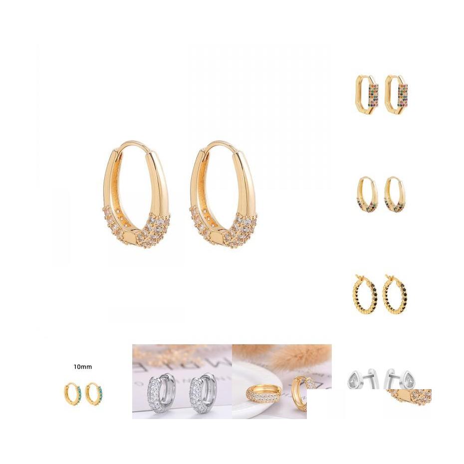 

Hoop Huggie Minimalist Geometric Square Crystal Small Hoop Earrings For Women Fashion Gold Color Metal Earring Ear Buckle Jewelry Dhma0