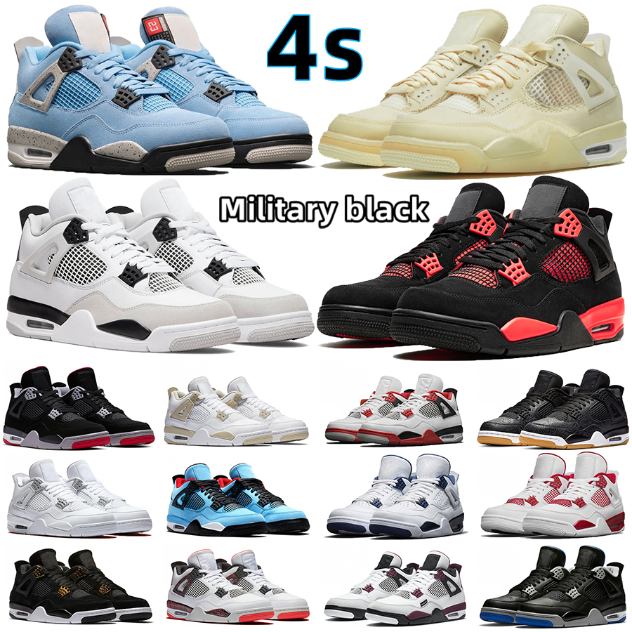 

Mens 4 4s Retro Basketball Shoes Military Black Cat Canvas Midnight Navy Violet Ore Red Thunder Pure Money Jumpman Trainers Men Women Designer Sneakers, 17 mushroom