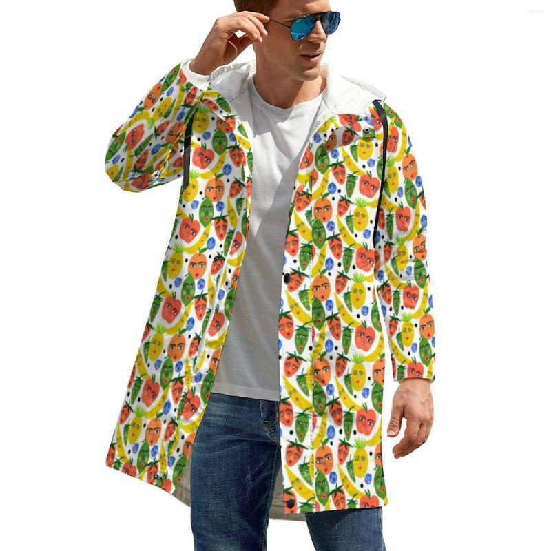

Men' Trench Coats Funny Fruit Cute Bananas Apples Long Casual Windbreakers Men Graphic Fashion Hooded Autumn Jackets Plus Size 5XL, Style-10