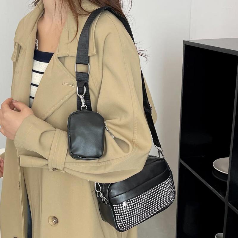 

Evening Bags Women Messenger Pouch 2 In 1 Fashion Shoulder Bag Rhombus Pattern Leather Adjustable Strap Combo Set For Travel, Style c