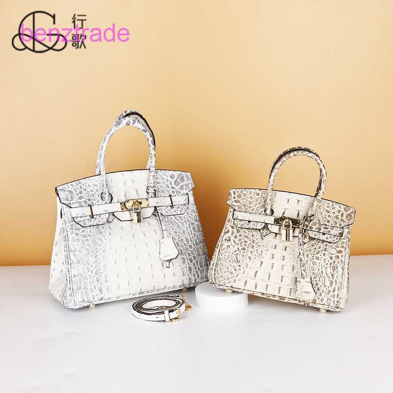

Herme Kely bags for women online shop 2022 new fashion women's crocodile pattern leather single shoulder hand senior leisure, Apricot bag
