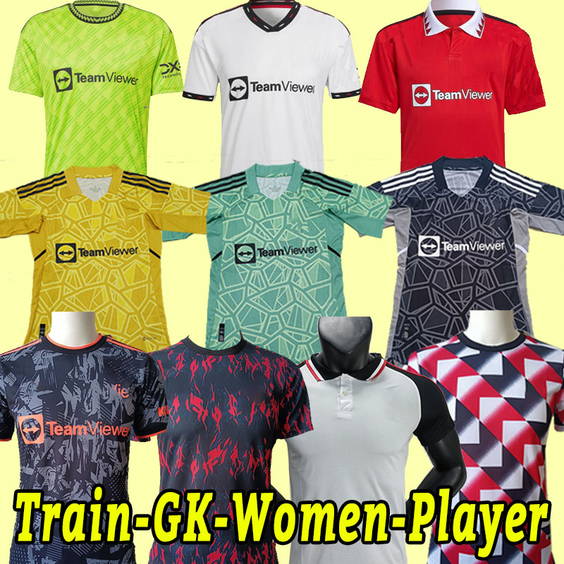 

22 23 SANCHO soccer jerseys Ronaldoes Fans Player version WOMEN MANS FERNANDES MANCHESTERieS SHEW RASHFORD football shirt 2022 2023 goalkeeper long sleeve UTDS, Home women