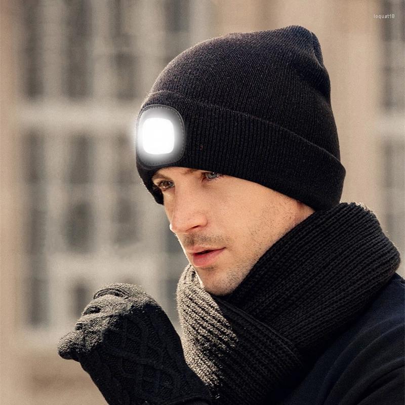 

Bandanas LED Luminous Knit Cap Winter Warm Hunting Camping Running Gift Men's Women's Outdoor Fishing Hat