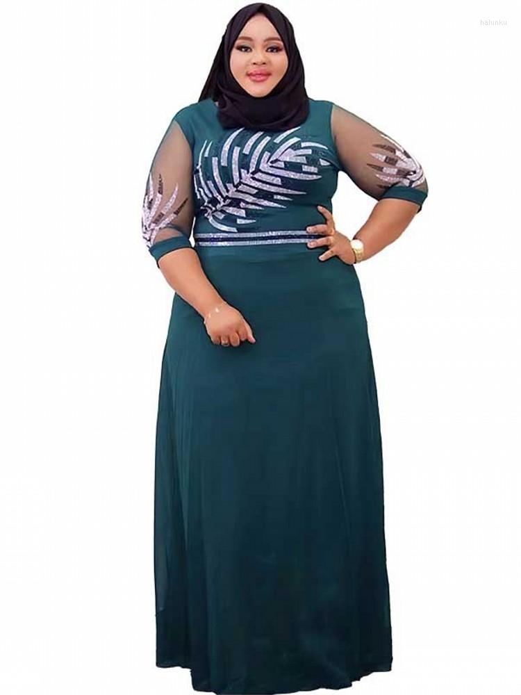 

Ethnic Clothing African Dresses For Women Dashiki O-Neck Sexy Print Three Quarters Sleeve Vestidos Fashion Casual Female Long Maxi Dress