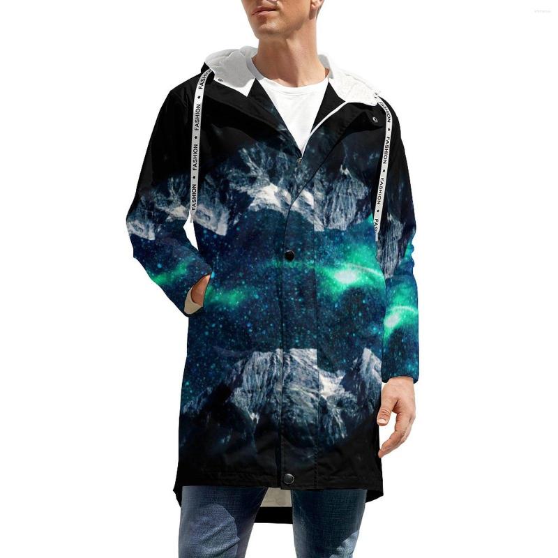 

Men' Trench Coats Abstract Mountain Galaxy Print Outdoor Casual Warm Windbreak Mens Custom Street Wear Zip Winter Jackets Plus Size, Style-1