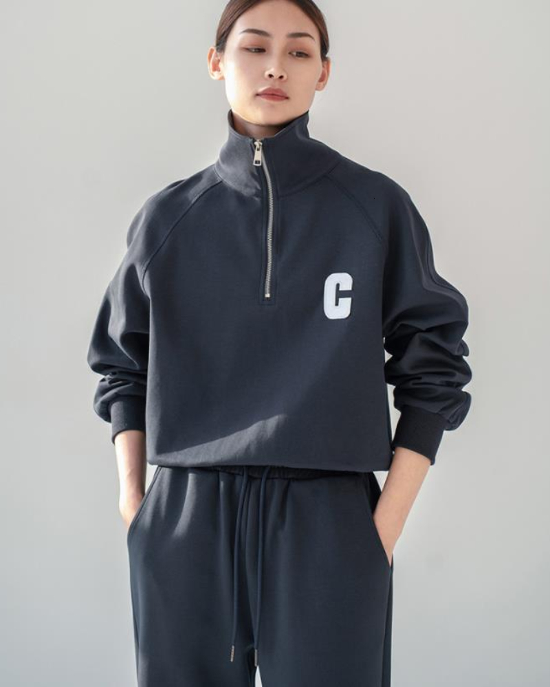 

Women s Two Piece Pants 80 cotton autumn small lapel all match suit women s casual lazy trend ins loose half zipper sweater women 221206, Olive