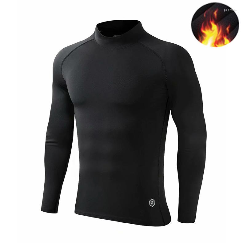 

Men's Body Shapers Plush Undercoat Men's Long Sleeve High Neck Fitness Suit Tight Running Training Elastic Shaping Shirt Ropa De Cuerpo