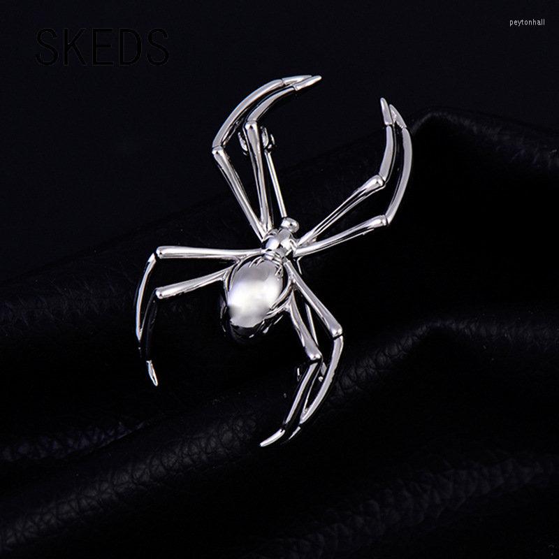 

Brooches SKEDS Fashion Matte Spider Metal For Women Men Pearl Crystal Insect Badges Trendy Pins Unisex Clothing Coat Brooch