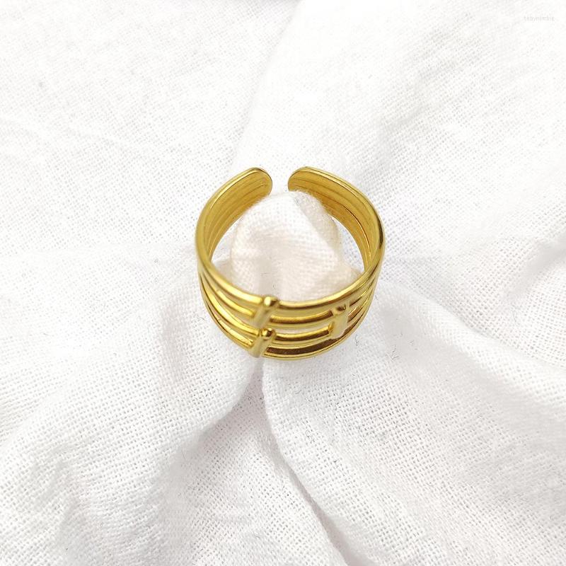 

Wedding Rings Bohemian High Quality Gold Ring For Women Men Simple Stylish Stainless Steel Adjustable Size Geometric Open Engagement Gift
