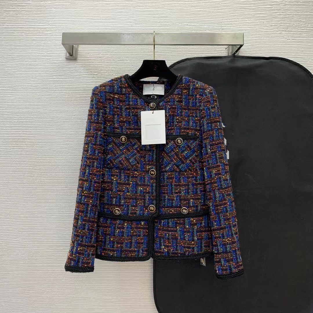 

2022 New Autumn Winter Milan Runway Jackets O Neck Long Sleeve Brand Same Style Coats Women' Designer Outerwear 1207-1, Contrast color