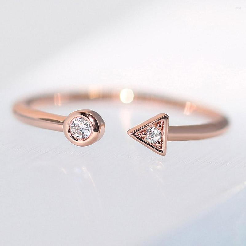 

Cluster Rings Vintage Adjustable For Women Luxury Arrow Shape Zircon Rose Gold Color Wedding Ring Set Couple Fashion Jewelry R922