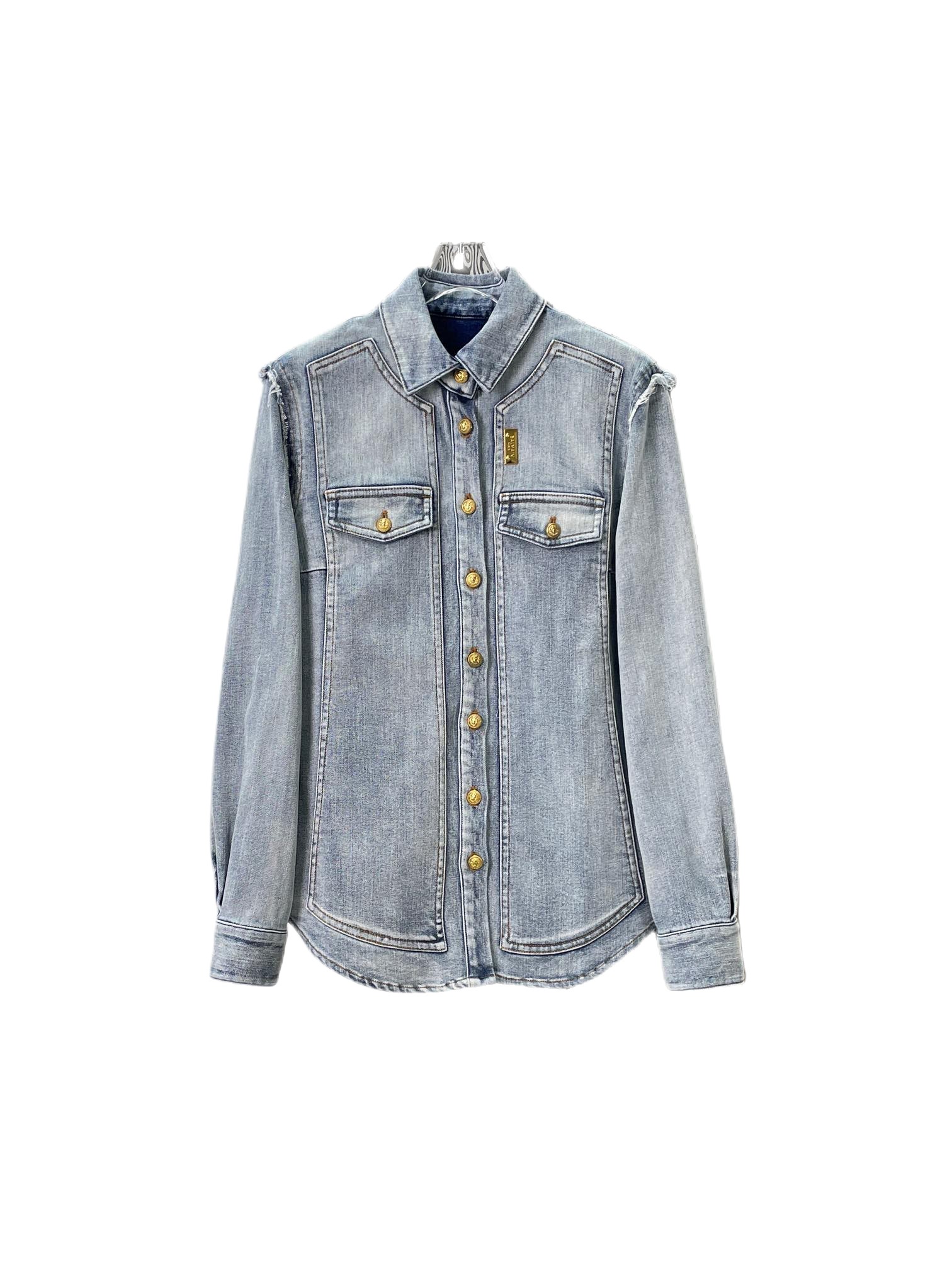 

Autumn and Winter Temperament New Metal Button Used Washing Denim Coat, Customize