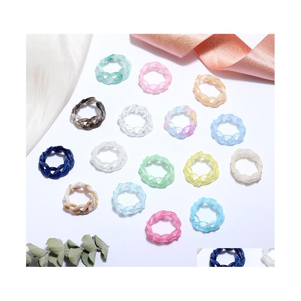 

Cluster Rings Link Chain Resin Acrylic Ring Bohemia Jelly Colored Design Rings For Women Geometric Punk Jewelry Gifts C3 Drop Deliver Dhszx