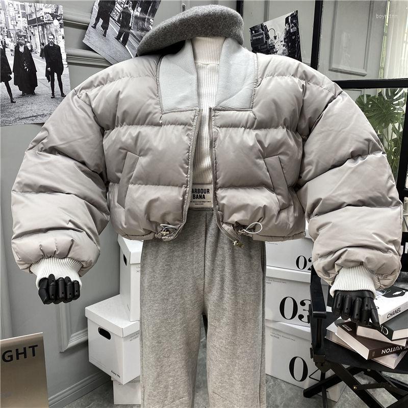 

Women' Down DUOFAN 2022 Winter Fashion Outwear Drawstring Loose Streetwear Parkas Square Collar Casual Thicken Warm Lady Short Jacket, Black