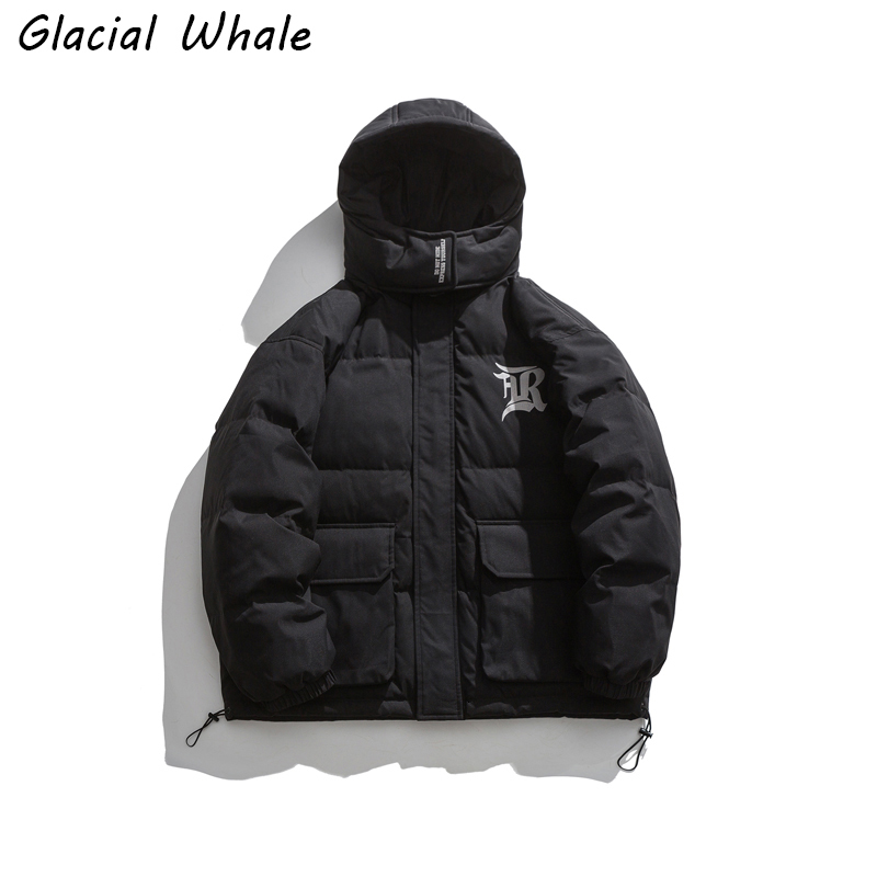 

Mens Down Parkas GlacialWhale Jackets Winter Casual Jacket Coat Windproof Oversized Hip Hop Streetwear Black Waterproof 221206, Khaki
